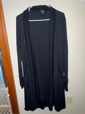 Athleta Black Long Open-Front Cardigan with Pockets